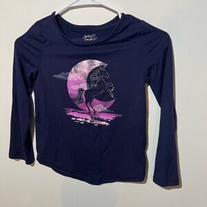 Jumping Beans Navy and Pink Unicorn Long Sleeve Tee